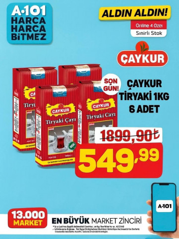 ÇAYKUR TİRYAKİ 1KG % ADET